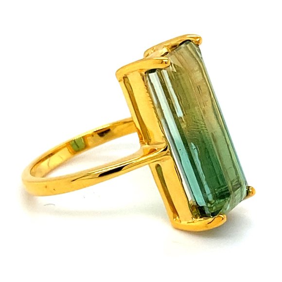 BiColor Tourmaline 11.70ct Solid 14K Yellow Gold Ring - Picture 3 of 7